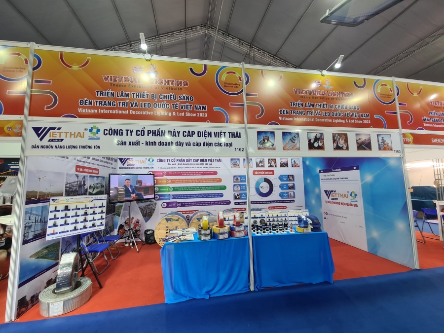 Gian hàng Dây Cáp điện Việt Thái gọn gàng, chỉn chu tại Triển lãm quốc tế  Vietbuild HCM 2023